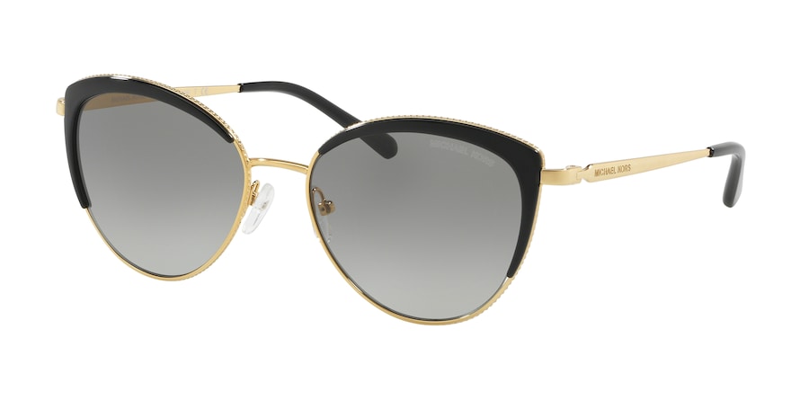 Michael Kors KEY BISCAYNE MK1046 Cat Eye Sunglasses  110011-LIGHT GOLD/BLACK 56-17-140 - Color Map black