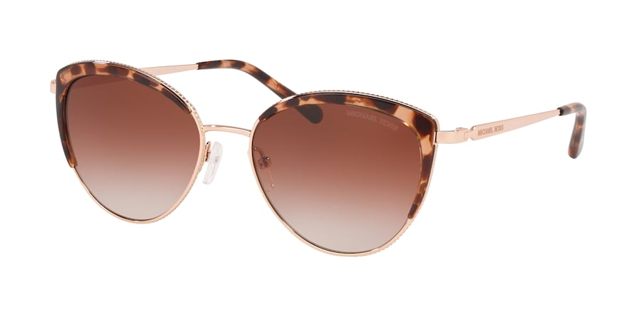 Michael Kors KEY BISCAYNE MK1046 Cat Eye Sunglasses  110813-ROSE GOLD/PINK TORTOISE 56-17-140 - Color Map pink