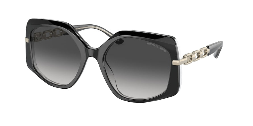 Michael Kors CHEYENNE MK2177 Irregular Sunglasses  31068G-BLACK/CLEAR LAMINATE 56-19-140 - Color Map black