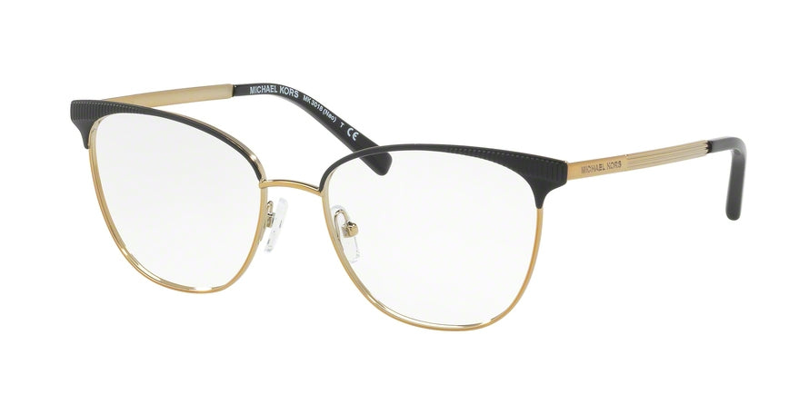 Michael Kors NAO MK3018 Square Eyeglasses  1195-MATTE BLACK/LIGHT GOLD 54-17-140 - Color Map black