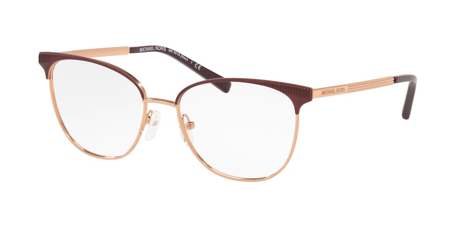 Michael Kors NAO MK3018 Square Eyeglasses  1778-MATTE CORDOVAN/ROSE GOLD 54-17-140 - Color Map purple/reddish