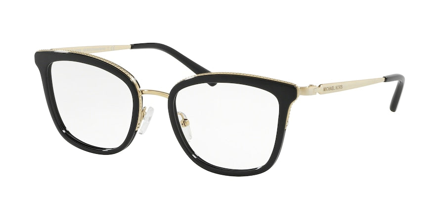 Michael Kors COCONUT GROVE MK3032 Square Eyeglasses  3332-LIGHT GOLD/BLACK 51-19-140 - Color Map black