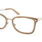 Michael Kors MURCIA MK3061 Rectangle Eyeglasses  1015-BROWN TRANSPARENT 54-18-140 - Color Map gold