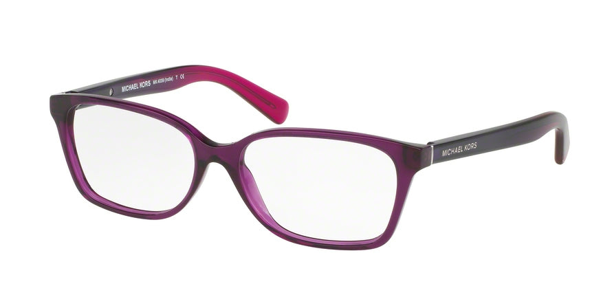 Michael Kors INDIA MK4039 Rectangle Eyeglasses  3222-TRANSPARENT PURPLE 54-15-135 - Color Map violet