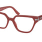 Miu Miu SPECIAL PROJECT MU02TV Irregular Eyeglasses  05F1O1-DARK PINK/CRYSTAL 52-17-140 - Color Map purple/reddish