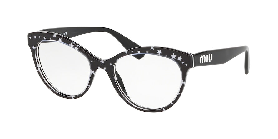 Miu Miu CORE COLLECTION MU04RV Phantos Eyeglasses  1381O1-BLACK/WHITE STARS 51-17-140 - Color Map black