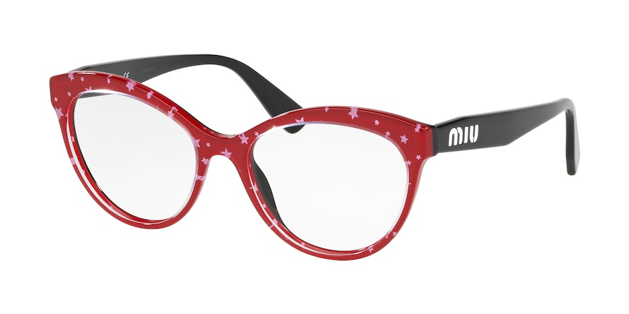 Miu Miu CORE COLLECTION MU04RV Phantos Eyeglasses  1401O1-BLACK TOP RED/WHITE STARS 51-17-140 - Color Map red