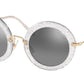 Miu Miu SPECIAL PROJECT MU13NS Round Sunglasses  1481B0-GLITTER SILVER 49-26-140 - Color Map silver