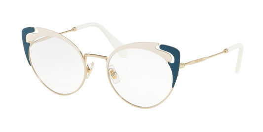 Miu Miu CORE COLLECTION MU50RV Butterfly Eyeglasses  1061O1-PALE GOLD/IVORY/BLUE 52-19-140 - Color Map black
