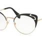 Miu Miu CORE COLLECTION MU50RV Butterfly Eyeglasses  1AB1O1-PALE GOLD/BLACK 52-19-140 - Color Map multi