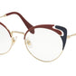 Miu Miu CORE COLLECTION MU50RV Butterfly Eyeglasses  HB51O1-PALE GOLD/GARNET/BLUE 52-19-140 - Color Map multi