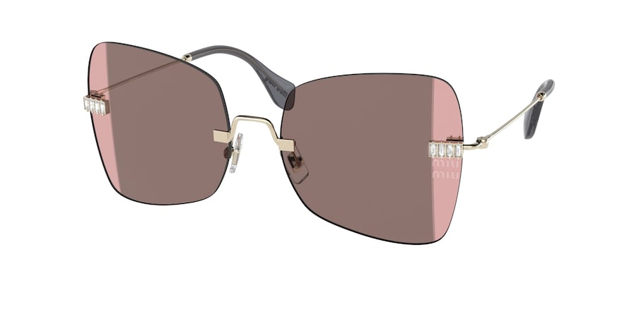 Miu Miu MU50WS Irregular Sunglasses  ZVN01Q-PALE GOLD 59-18-140 - Color Map gold