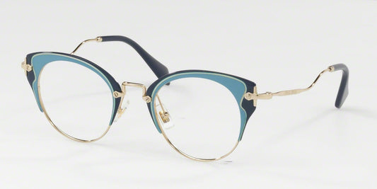 Miu Miu CORE COLLECTION MU52PV Cat Eye Eyeglasses  U661O1-PALE GOLD/AZURE/BLUE 48-23-145 - Color Map blue