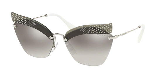 Miu Miu SPECIAL PROJECT MU56TS Irregular Sunglasses  KJH5O0-TRANSPARENT GREY 63-16-145 - Color Map grey