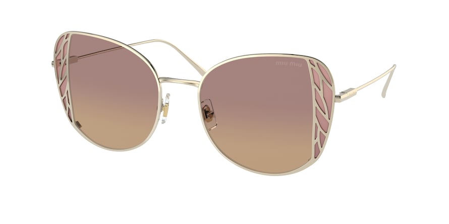 Miu Miu MU57XS Butterfly Sunglasses  ZVN04N-PALE GOLD 52-20-140 - Color Map gold