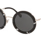 Miu Miu CORE COLLECTION MU59US Round Sunglasses  PC75S0-HAVANA BLACK/WHITE 48-26-140 - Color Map havana