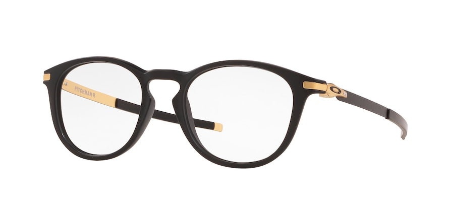 Oakley Optical PITCHMAN R OX8105 Round Eyeglasses  810519-SATIN BLACK 50-19-140 - Color Map black