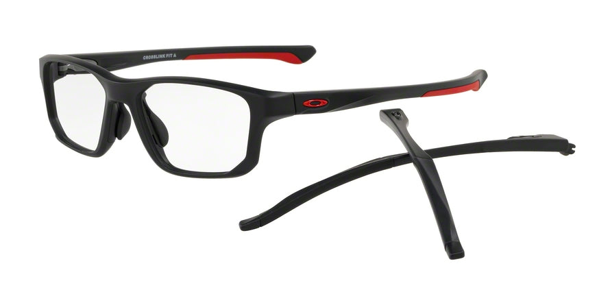 Oakley Optical CROSSLINK FIT (A) OX8142 Rectangle Eyeglasses  814204-SATIN BLACK 56-17-150 - Color Map black