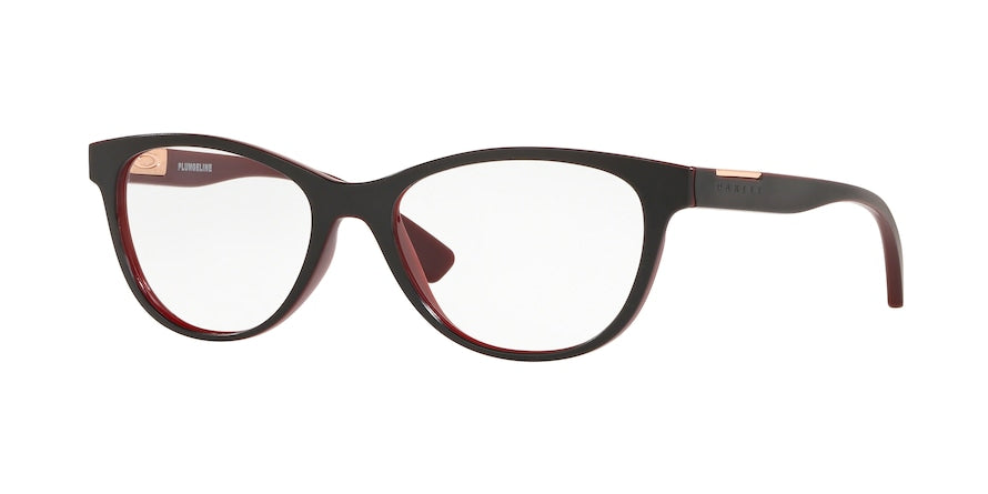 Oakley Optical PLUNGELINE OX8146 Round Eyeglasses  814604-IML SATIN BLACK/BRICK RED 52-16-138 - Color Map black