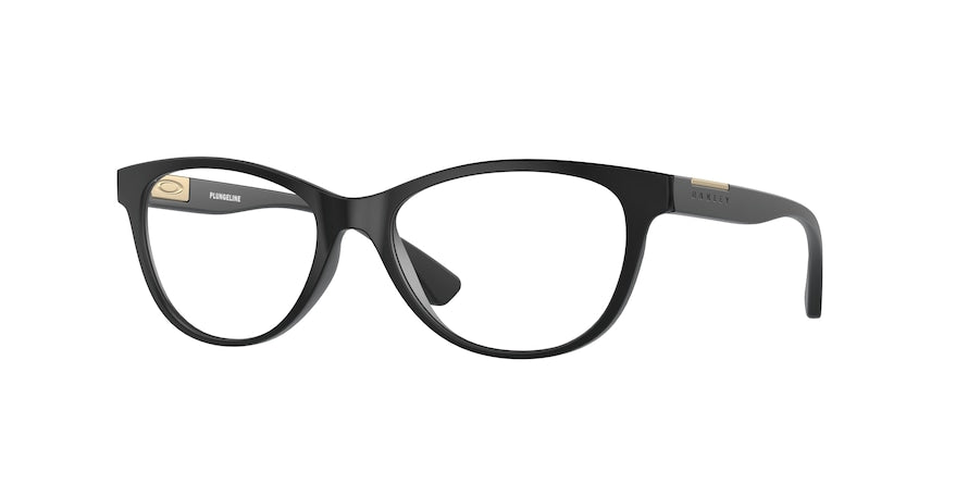 Oakley Optical PLUNGELINE OX8146 Round Eyeglasses  814607-SATIN BLACK 52-16-138 - Color Map black