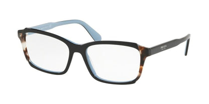 Prada HERITAGE PR01VVF Pillow Eyeglasses  KHR1O1-TOP BLACK/AZURE/SPOTTED BROWN 55-16-140 - Color Map black