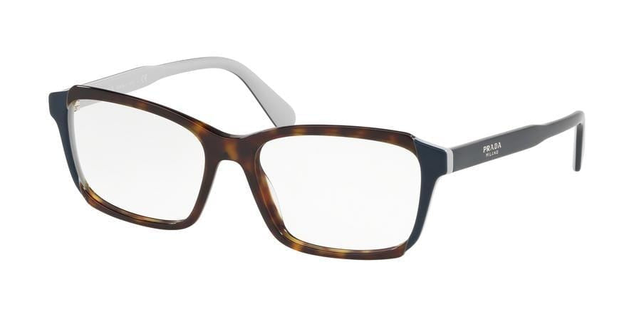 Prada HERITAGE PR01VVF Pillow Eyeglasses  W3C1O1-HAVANA/TOP BLUE/GREY 55-16-140 - Color Map havana