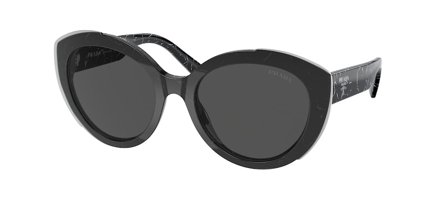 Prada PR01YS Oval Sunglasses  09V5S0-BLACK MARBLE/TOP BLACK TRANSP 54-19-140 - Color Map havana