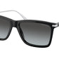 Prada PR01ZS Rectangle Sunglasses  1AB06T-BLACK 58-16-140 - Color Map black