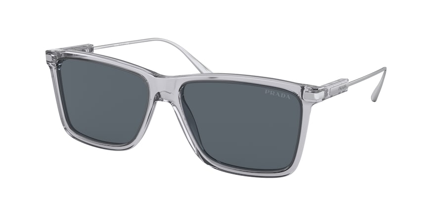 Prada PR01ZS Rectangle Sunglasses  U430A9-TRANSPARENT GREY 58-16-140 - Color Map grey