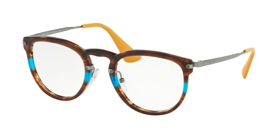 Prada CATWALK PR02VV Phantos Eyeglasses  2581O1-STRIPED BROWN AZURE 49-22-140 - Color Map brown