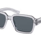 Prada PR02ZSF Square Sunglasses  U430A9-TRANSPARENT GREY 54-19-140 - Color Map grey