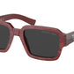 Prada PR02ZS Square Sunglasses  15F08G-ETRUSCAN STONE 52-20-140 - Color Map bordeaux