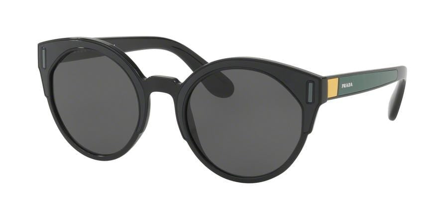 Prada CATWALK PR03USF Irregular Sunglasses  07E5S0-BLACK/GREY/YELLOW 53-22-140 - Color Map green