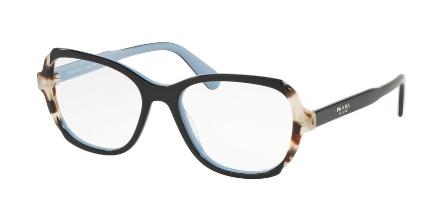 Prada HERITAGE PR03VV Phantos Eyeglasses  KHR1O1-TOP BLACK/AZURE/SPOTTED BROWN 54-17-140 - Color Map black