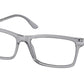 Prada PR03YV Rectangle Eyeglasses  08U1O1-TRASPARENT GREY 56-17-150 - Color Map clear