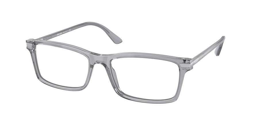 Prada PR03YV Rectangle Eyeglasses  08U1O1-TRASPARENT GREY 56-17-150 - Color Map clear