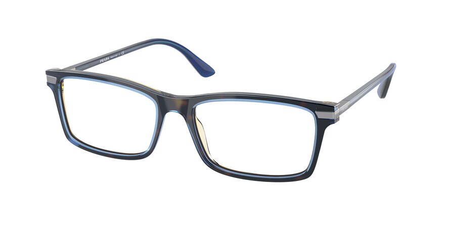 Prada PR03YV Rectangle Eyeglasses  ZXH1O1-DENIM TORTOISE 56-17-150 - Color Map havana