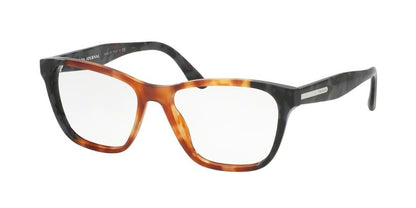 Prada PR04TV Square Eyeglasses  U6L1O1-LIGHT HAVANA/SPOTTED GREY 52-16-140 - Color Map havana
