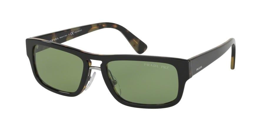 Prada HERITAGE PR05VS Rectangle Sunglasses  NAI7Y1-TOP BLACK/MEDIUM HAVANA 56-18-145 - Color Map black