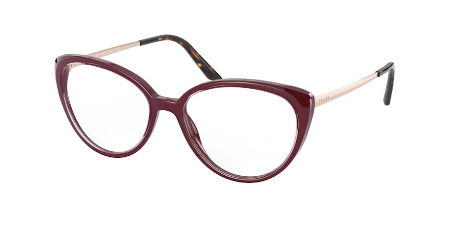Prada PR06WV Round Eyeglasses  UAN1O1-BORDEAUX 53-16-145 - Color Map bordeaux