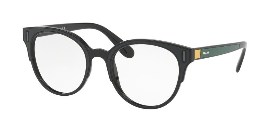 Prada PR08UVF Phantos Eyeglasses  07E1O1-BLACK/GREY/YELLOW 52-20-140 - Color Map green