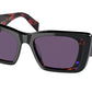 Prada PR08YS Butterfly Sunglasses  04V6O2-BLACK/HAVANA ABSTRACT 51-18-145 - Color Map havana