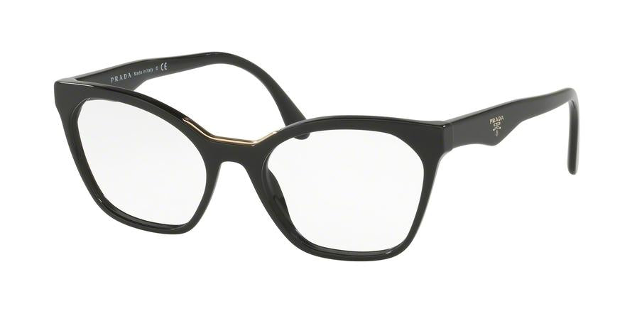 Prada HERITAGE PR09UVF Irregular Eyeglasses  1AB1O1-BLACK 54-18-140 - Color Map black