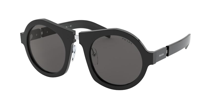 Prada CATWALK PR10XS Round Sunglasses  1AB5S0-BLACK 50-24-145 - Color Map black
