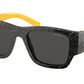 Prada PR10ZSF Pillow Sunglasses  19D5S0-BLACK/YELLOW MARBLE 55-19-140 - Color Map black