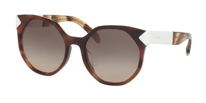 Prada PR11TS Irregular Sunglasses  USG3D0-STRIPED DARK BROWN 55-19-140 - Color Map brown