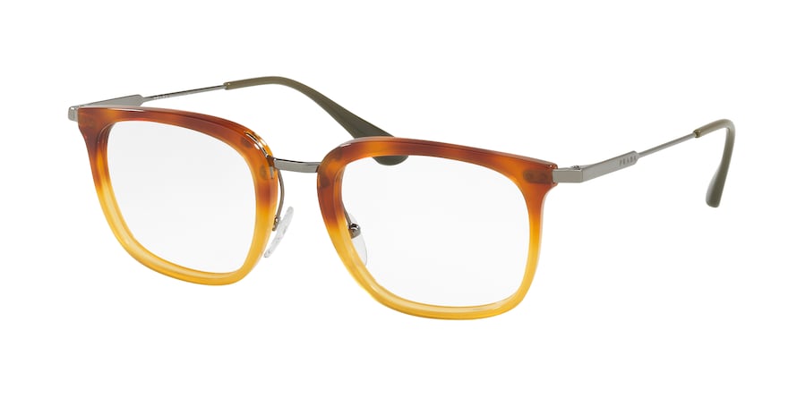 Prada ACTIVE PR11UV Square Eyeglasses  NKO1O1-HAVANA GRADIENT YELLOW 51-21-150 - Color Map yellow