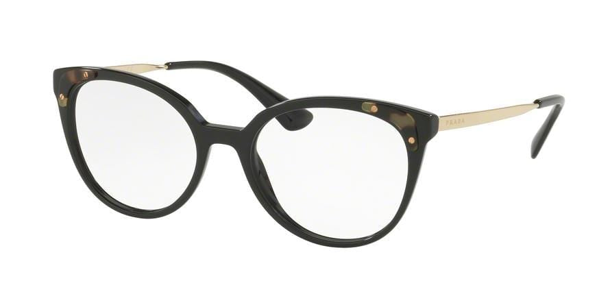 Prada CATWALK PR12UVF Oval Eyeglasses  1AB1O1-BLACK 53-18-140 - Color Map black
