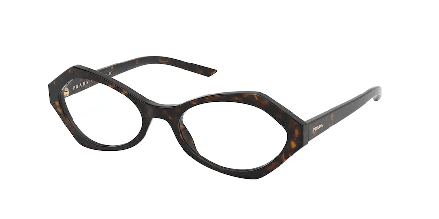 Prada MILLENNIALS PR12XV Irregular Eyeglasses  2AU1O1-HAVANA 53-18-140 - Color Map havana