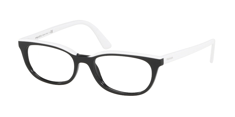 Prada CATWALK PR13VV Oval Eyeglasses  YC41O1-BLACK/WHITE 51-17-140 - Color Map black